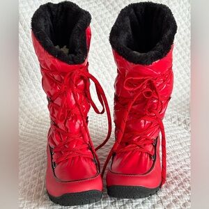 SPORTO Red Lace Up Faux Fur Boot
